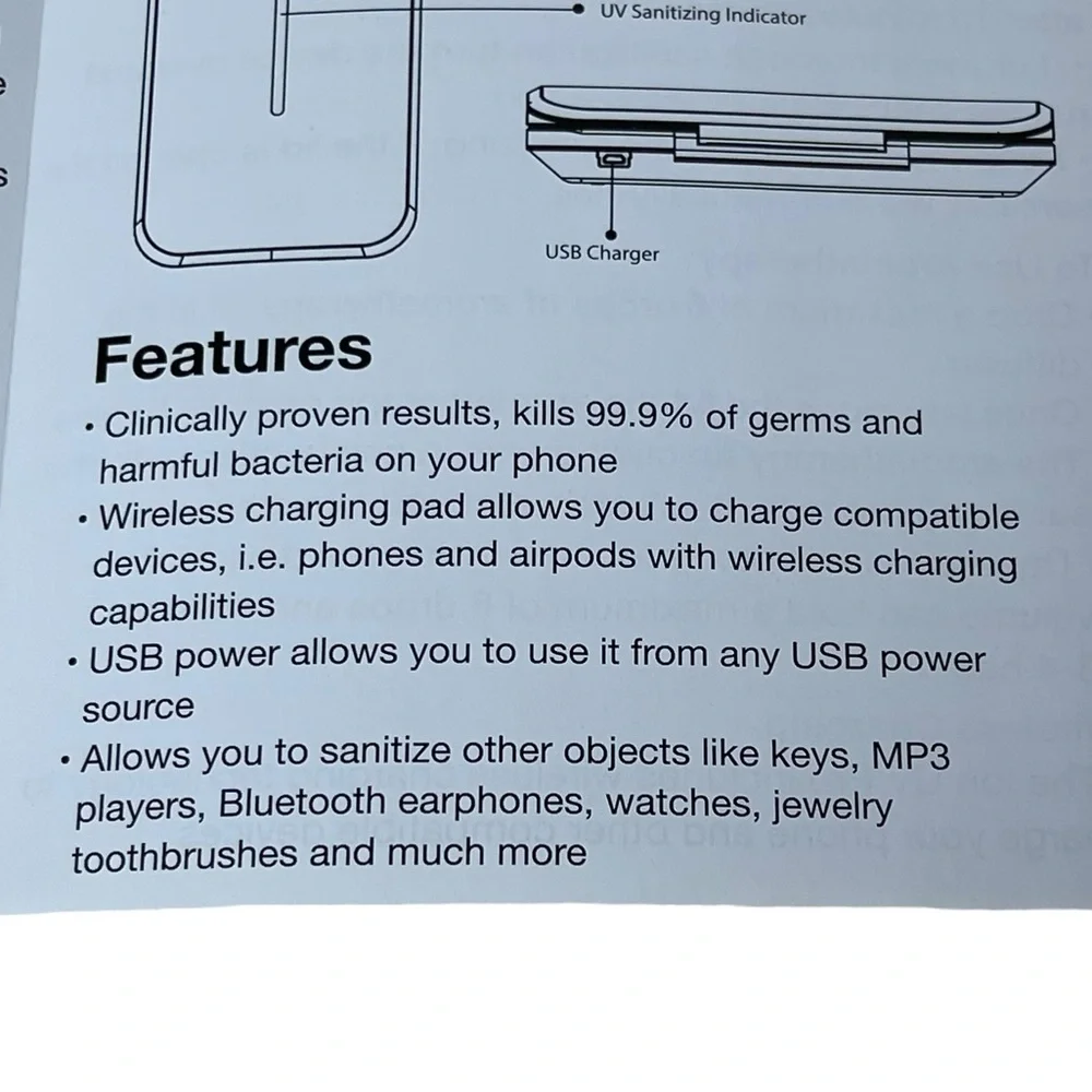 IonUV UV Pro XL Phone Sanitizer Wireless Charger Aromatherapy Kills 99.9% Germs
